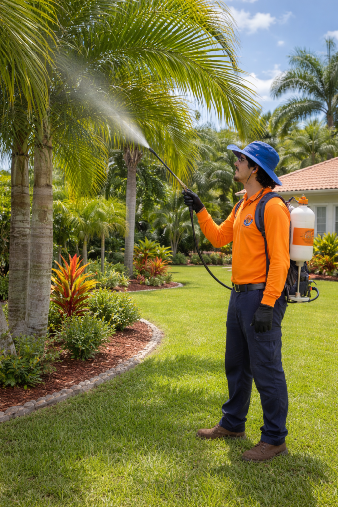 technician with palm tree