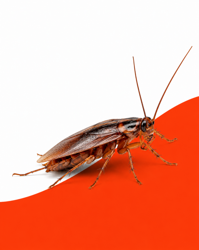 Roach on Orange Background light brown roach on a white and orange background